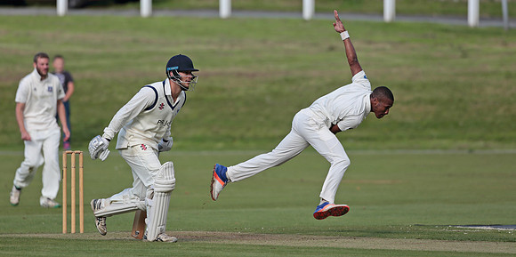 Fast bowler Dario Searle of Bollington
