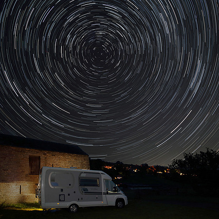 Campervan at Low Row, Swaledale and startrails